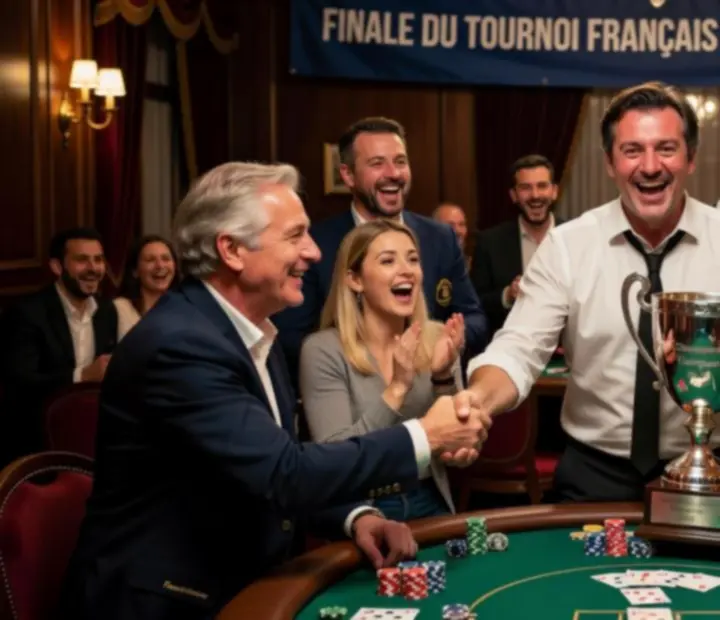 Champions de tournois recevant leurs trophées dans une salle de casino française