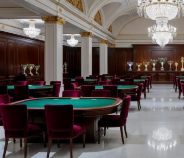 Salle de tournoi française avec trophée mis en avant