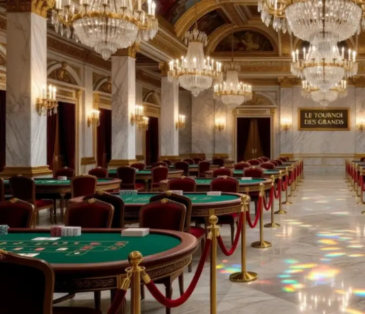 Intérieur d'un hall de tournoi de cartes dans un casino français