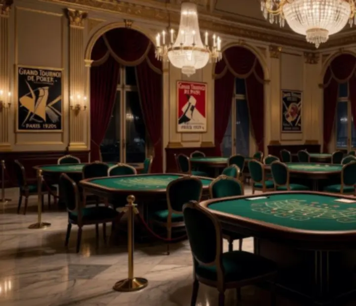 Intérieur élégant d'une salle de tournoi de cartes en France